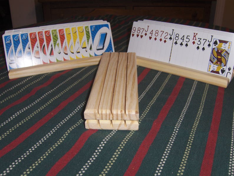 Set of 5 Playing card holders wood image 2