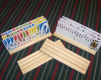 Lot de 4 porte-cartes à jouer en bois