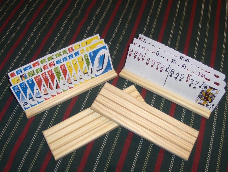 Set of 5 Playing card holders wood 画像 1