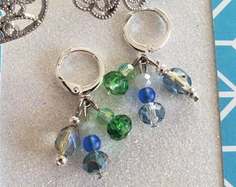 Blue & Green Drop Earrings
