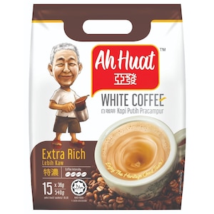 4 Pack Malaysia Famous Ah Huat White Coffee 3 In 1 Extra Rich (4 pack x 15 Sachets)