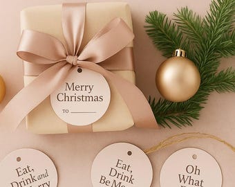 Blush & Gold Christmas Gift Tags | Elegant Holiday Labels (PDF)