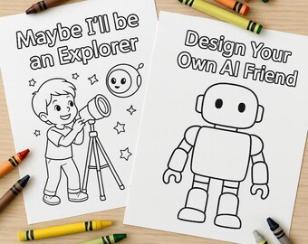 AI Friends Coloring Book | Printable STEM Activity Pages (PDF)
