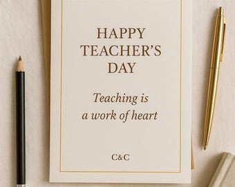 Elegant Gold Foil Teacher's Day Card | Printable Appreciation Gift (PDF/JPEG)