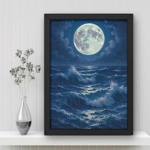 Full moon view in the sea
