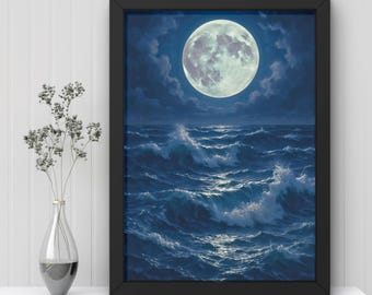 Full moon view in the sea