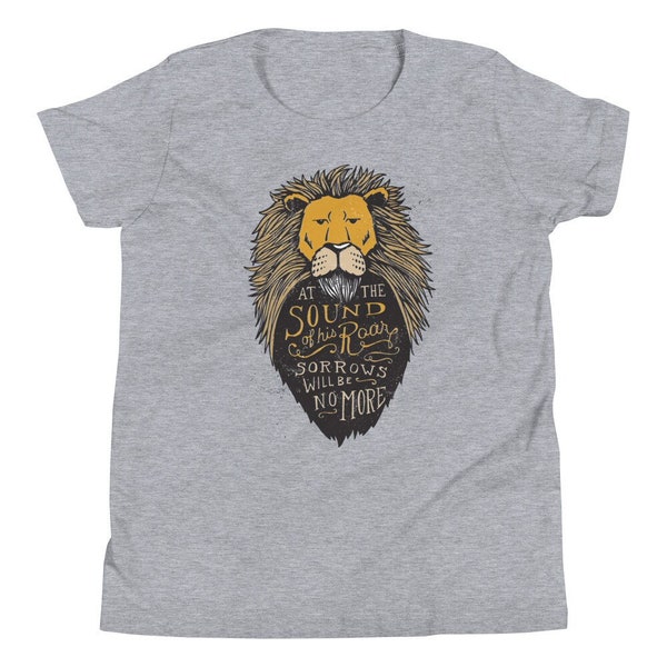 Chronicles of Narnia Youth Short Sleeve T-Shirt, Aslan Sound of His Roar Childrens Christian Shirt, Christian Youth Tees