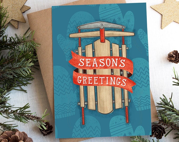 Old English Wood Sledge or Toboggan by Murray & Baldwin, Vintage Winter