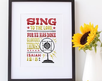 Isaiah 12:5 Sing to the Lord Bible Verse Print, Scripture Artwork for Home, Christian Home Decor, Christian Nursery Decor, Christian Office