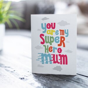 You are my Super Hero Mum Card from the Kids | Druckbare Muttertagskarte | Kinder Malseite für Mama | Karte für Mama | Mama Geburtstag