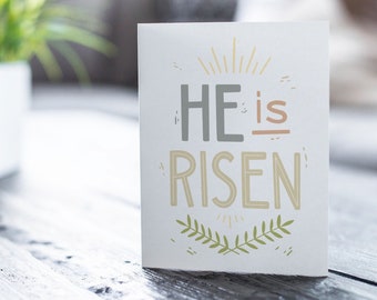 He is Risen Christian Easter Cards | He is Risen Printable Card | Matthew 28:6 Bible Verse Printable | Religious Easter Card Print at Home