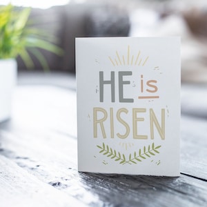He is Risen Christian Easter Cards | He is Risen Printable Card | Matthew 28:6 Bible Verse Printable | Religious Easter Card Print at Home