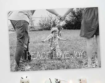 Modern Photo Christmas Card Template | Peace Love Joy Photo Christmas Cards | Minimalist Holiday Photo Card Download | Simple Christmas Card