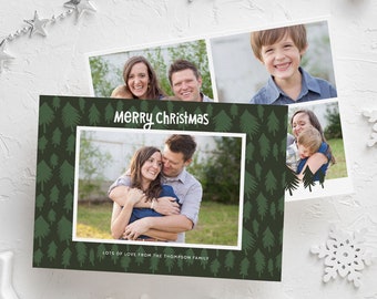 Printable Christmas Trees Photo Card | Modern Christmas Card Template | Family Christmas Photo Card | Holiday Photo Card Template