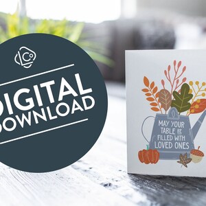 Möge Ihr Tisch mit der Thanksgiving-Dinner-Karte Ihrer Lieben gefüllt sein | Thanksgiving Segen Karte Printable | Illustrierte Danksagungskarte