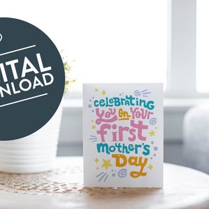 Celebrando su primer día de la madre / Primera tarjeta del día de la madre para la hija / Descarga instantánea de la nueva tarjeta de mamá del esposo