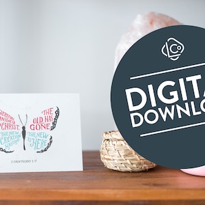 2 Korinther 5:17 die neue Schöpfung ist gekommen Instant Download Karte | Bibel Vers druckbare Karte | Bibel Grußkarten | Christliche Karten
