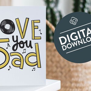 Music Dad Gift | Vinyl Record Dad Card | Retro Dad Card | Love You Dad Printable Card | Vinyl Record Fathers Day Card | Vintage Records Card