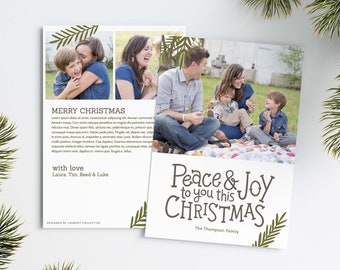 Peace and Joy to You This Christmas Photo Card Template | Family Update Christmas Card Download | Peace and Joy Christmas Cards Printable