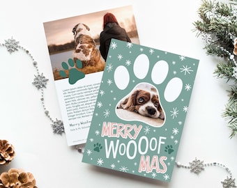 Merry Woofmas Pet Holiday Card | Custom Dog Christmas Card Download | Pet Portrait Christmas Photo Card Template | Dog Photo Christmas Card