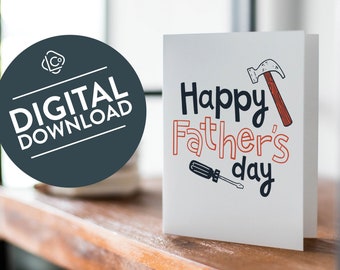 Fars dag-kort för händiga pappar | Nedladdningsbara fars dag-kort med verktyg | Fars dag-kort för händiga pappor | Utskrivbart kort för händig pappa