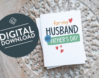 Fathers Day Card for Husband | For My Husband on Father's Day | Printable Father's Day Card from Wife | Husband Fathers Day