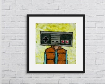 Vintage Game Controller Gaming Poster, Gaming Art Print, Video Game Poster, Game Room Artwork, Old School Console, Gamer Dad