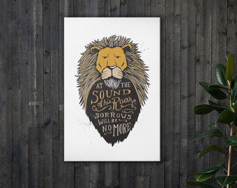 Aslan Sound of His Roar Narnia Canvas, CS Lewis Book Wall Art, Nursery Book Canvas, Lion Canvas, Literary Canvas