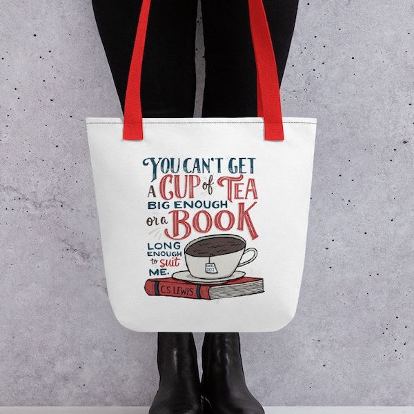 Can't Get a Book Big Enough Tote Bag, C.S. Lewis Quote Tote Bag, Book Lover Bag, Love Books Tote Bag, Book Lover Gift, Reading Gift