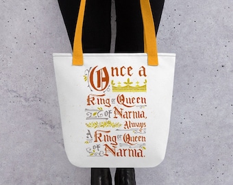 Book Quote Tote Bags, Always a King or Queen of Narnia Tote Bag, CS Lewis Quote Literary Tote Bag, Chronicles of Narnia Gifts