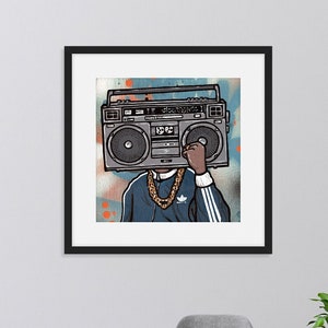 Hip Hop Music Poster, Retro Boombox Poster, Music Wall Art, Gift for Musician, Music Studio Decor, 80s Boombox Music Room Art, Teen Room Art