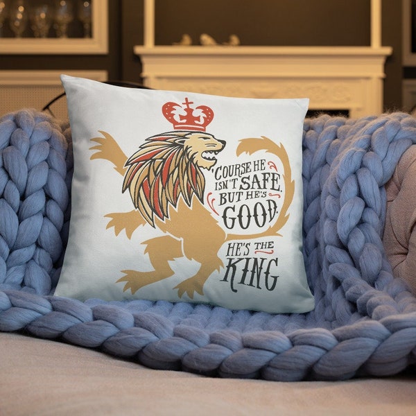 Narnia Aslan Pillow, He's the King Pillow, Chronicles of Narnia Gifts, Christian Gifts for Kids, Narnia Nursery Decor, Christian Pillow