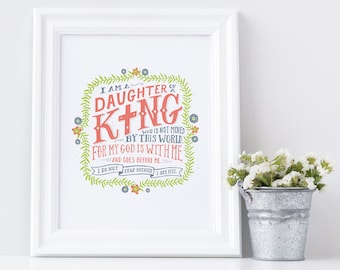 Daughter of a King, For My God is with Me, Do Not Fear, Kids Wall Art, Christian Gifts, Nursery Art, Baby Shower Gift, Bible Art