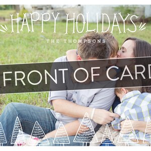 Happy Holidays Photo Card Holiday Photo Cards Modern Illustrated Trees Holiday Card Template Pictures Christmas Card with Photo image 7