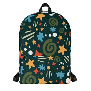 Back to School Stars Kids Backpack Kids Pattern Backpack Boys School Backpack Cute Pattern School Bag Whimsical Pattern Bag image 4