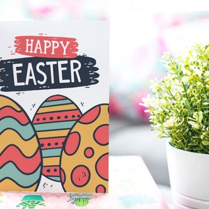 Happy Easter Cards | Printable Easter Greeting Card | Easter Digital Cards | Easter Coloring Page | Easter Eggs Card | Printable Easter Page