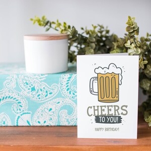 Printable Birthday Card Happy Birthday Digital Download Cheers to You Instant Download Beer Birthday Card image 4