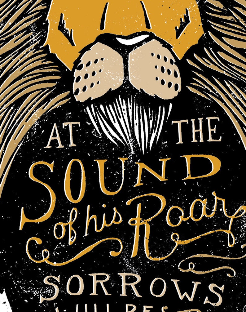 sound of his roar narnia print aslan cs lewis quote lion