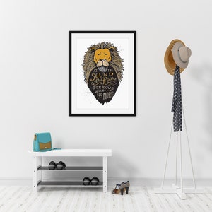 Sound of His Roar Narnia Print, Aslan CS Lewis Quote, Lion Roar, Narnia Art, Motivational, Inspirational, Christian Art, Nursery Art image 2