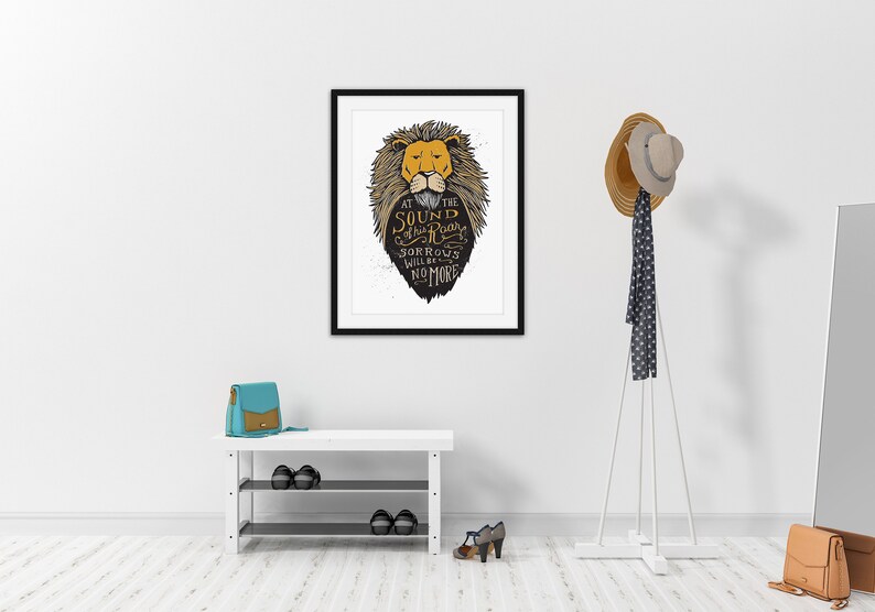 Sound of His Roar Narnia Print, Aslan CS Lewis Quote, Lion Roar, Narnia Art, Motivational, Inspirational, Christian Art, Nursery Art image 2