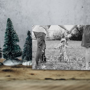 Modern Photo Christmas Card Template Peace Love Joy Photo Christmas Cards Minimalist Holiday Photo Card Download Simple Christmas Card image 4