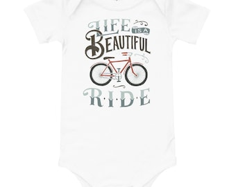 Das Leben ist eine schöne Fahrt Radfahren Onesie, Radfahren Baby Bodysuit, Baby Neugeborenen Geschenk, Geschenk für Radfahrer Eltern, inspirierendes Baby Geschenk
