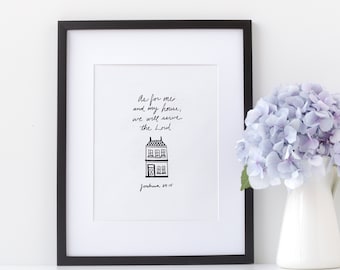 As for Me and My House We Will Serve the Lord, Joshua 24:15 Wall Art, Bible Verse Wall Art, Scripture Print for Home, Christian New Home