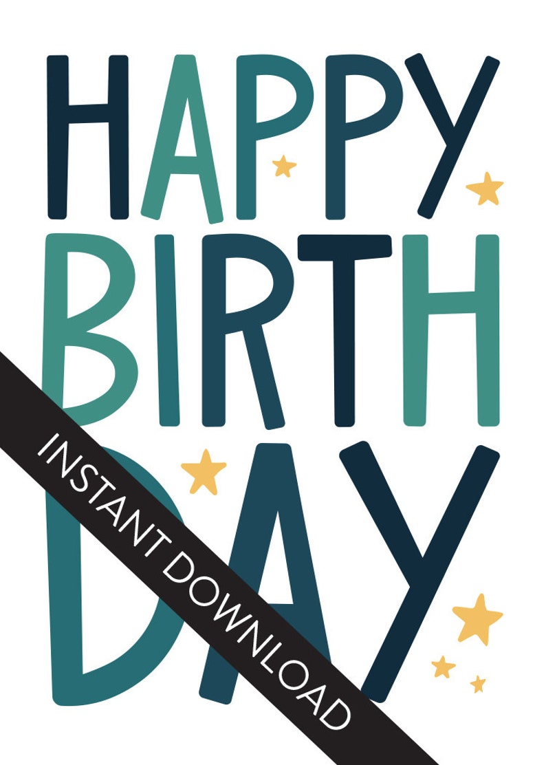 Happy Birthday Printable Birthday Card Digital Download Instant Download DIY Birthday Card Unique Greeting Card Fun Birthday Card image 2