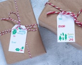 Printable Christmas Holiday Gift Tags, Print & Cut Gift Tag Template, Christmas Tags Printable, Christmas Gift Tags, Instant Download