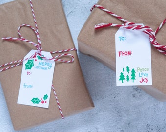 Printable Christmas Holiday Gift Tags, Print & Cut Gift Tag Template, Christmas Tags Printable, Christmas Gift Tags, Instant Download