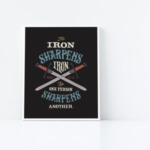 Proverbs 27, Iron Sharpens Iron, Scripture Print, Bible Verse Print, Christian Gifts, Sword, Encouragement Gift, Christian Wall Art
