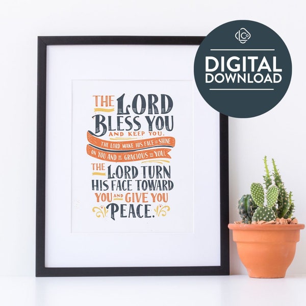 The Lord Bless You Printable Prayer | May The Lord Bless You Instant Download | Numbers 6:24-26 Scripture | Nursery Bible Verse