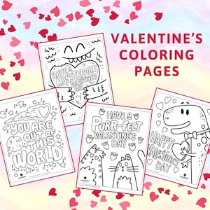 Printable Valentines Coloring Pages | Valentine&#39;s Day Colouring Sheets | Instant Download Kids Coloring | Class Valentine Coloring Sheets