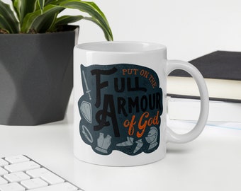 Taza de café cristiano Efesios 6:11, Armadura completa de Dios, Taza de cita bíblica